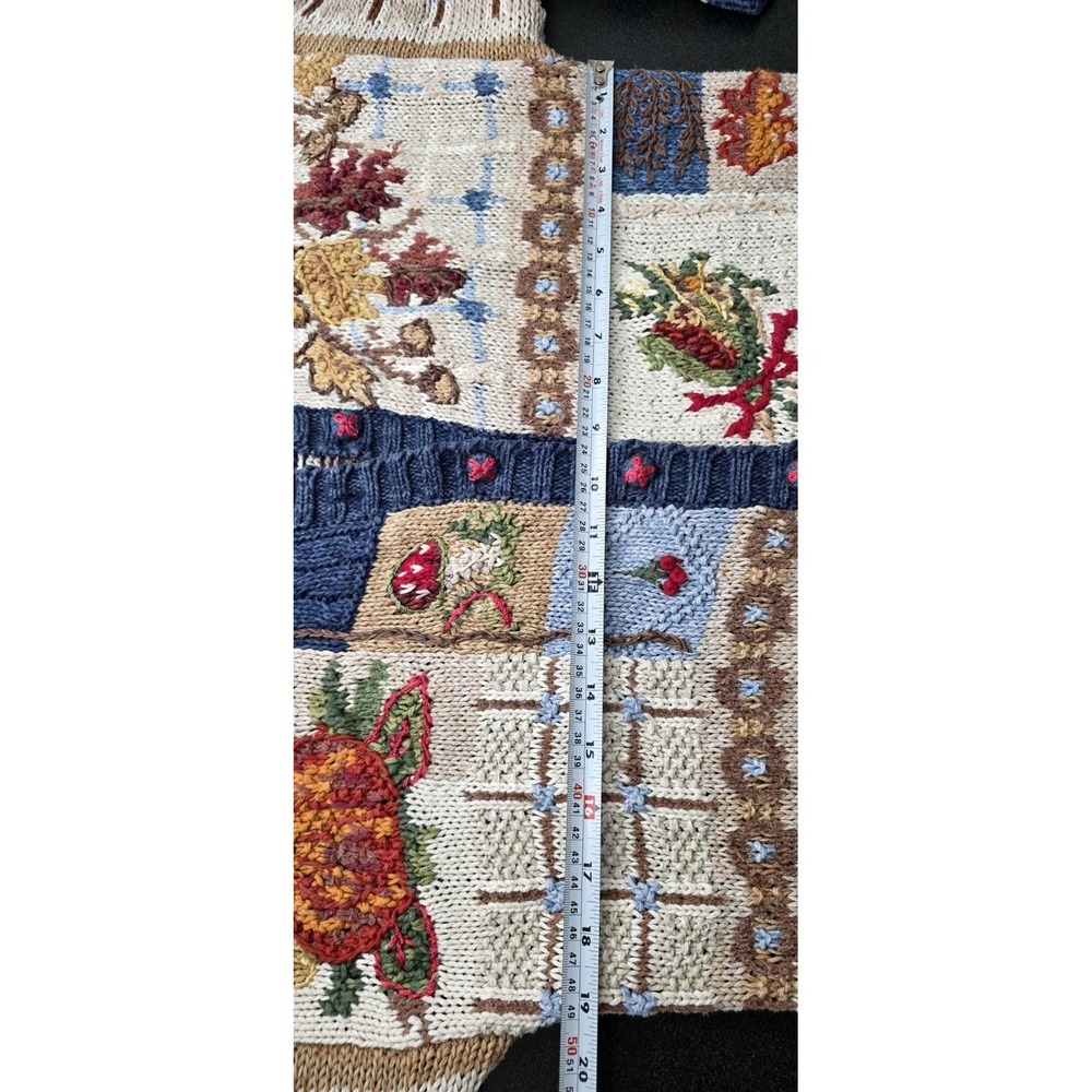 Tiara International Harvest Farm Fall Patchwork Cardigan Sweater Cottage Knit Lg - Picture 4 of 6